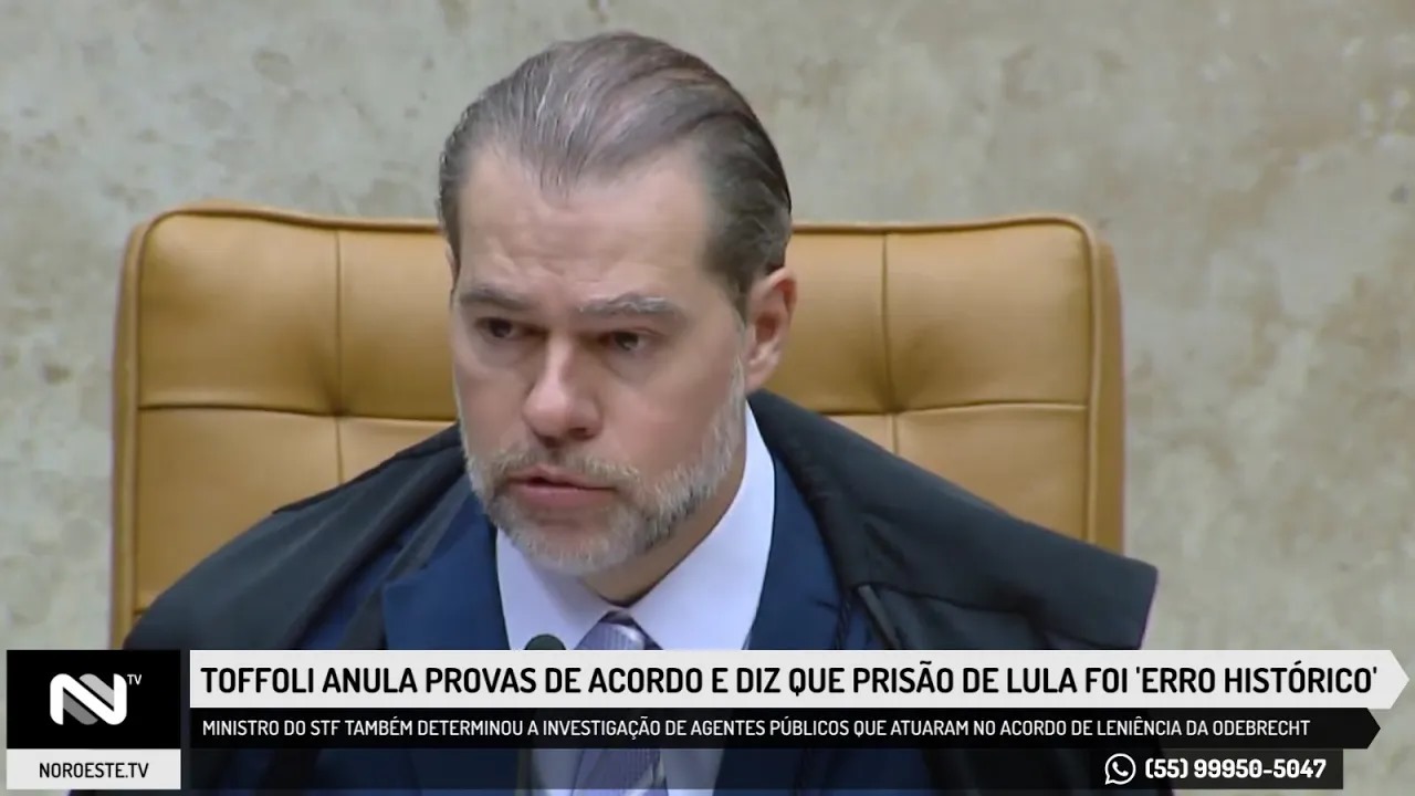 Toffoli anula provas de acordo e diz que prisão de Lula foi 'erro histórico'