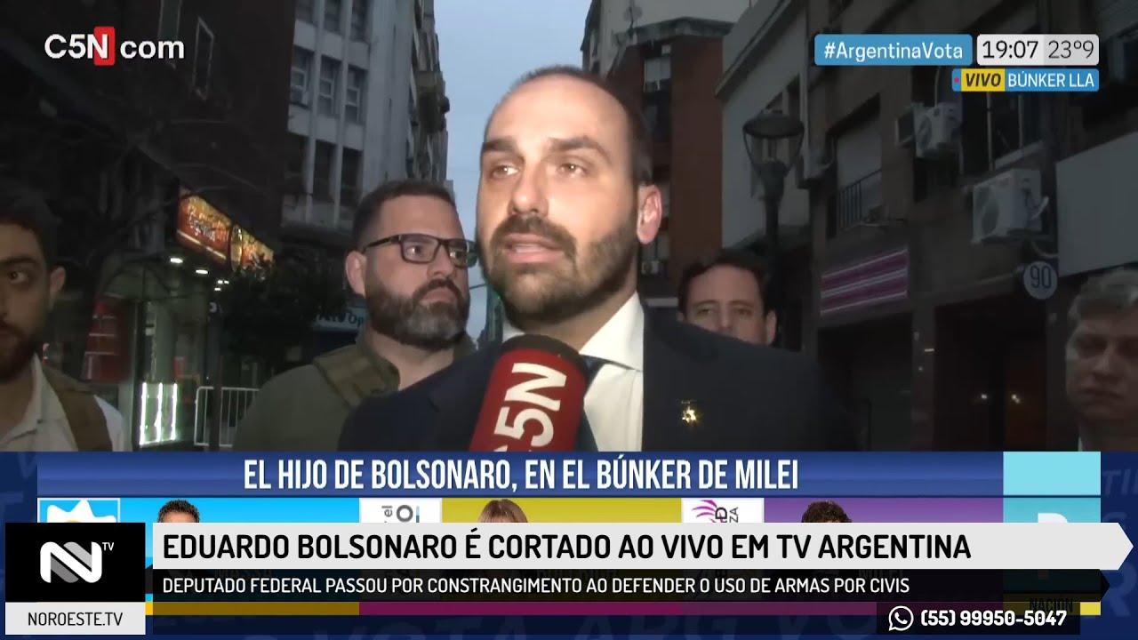 Eduardo Bolsonaro é cortado ao vivo em TV argentina