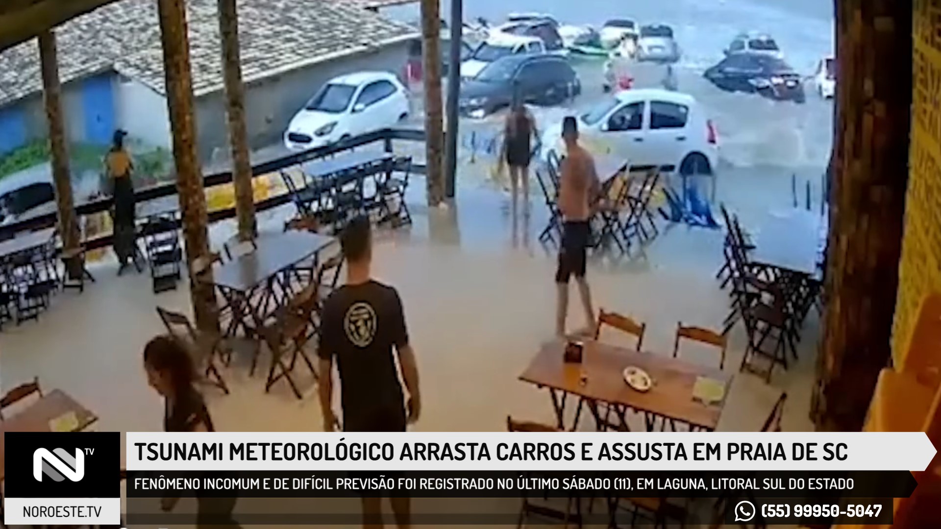 Tsunami meteorológico arrasta carros e assusta frequentadores em praia de Santa Catarina