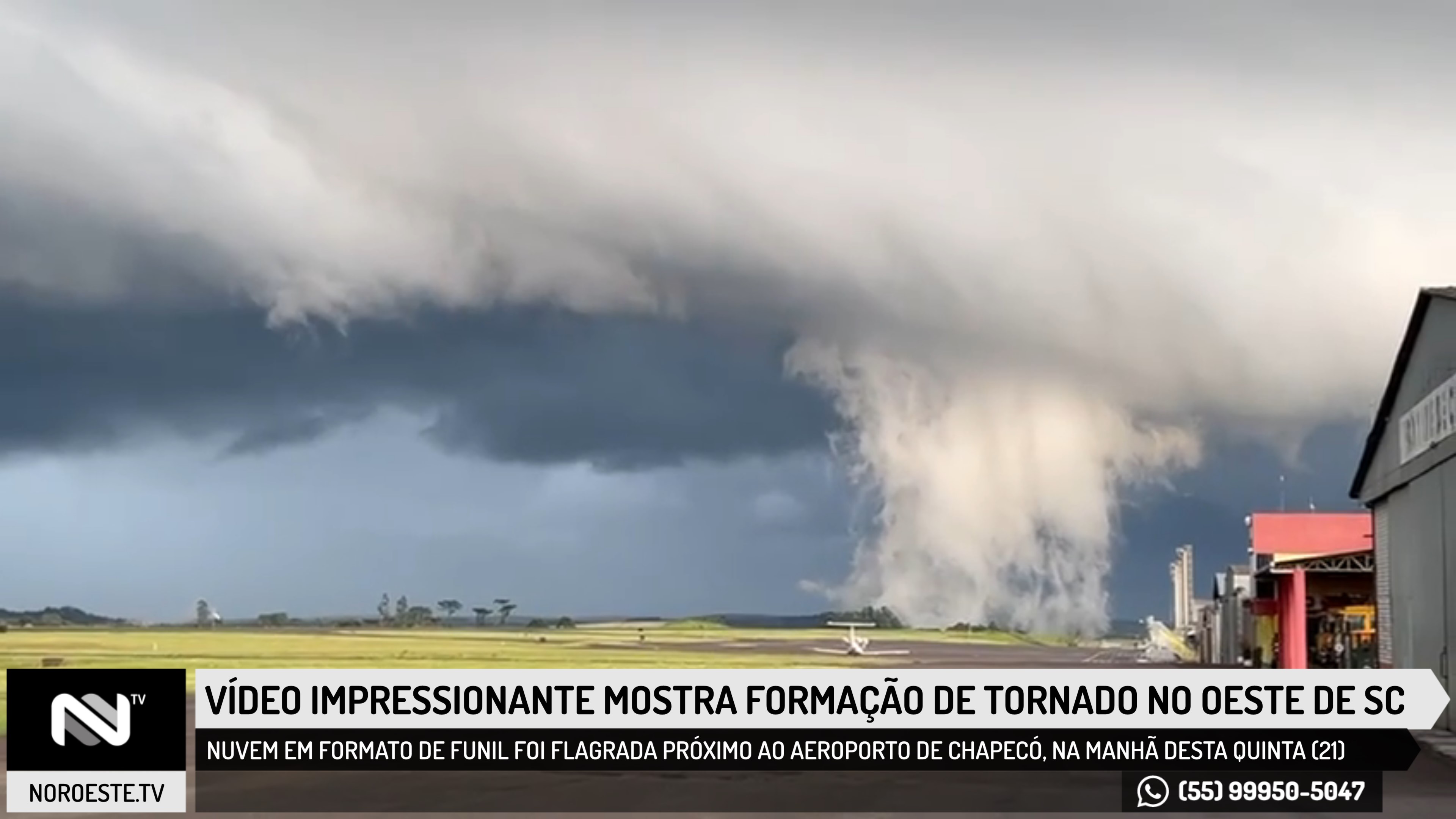 Vídeo impressionante mostra formação de tornado no Oeste de SC