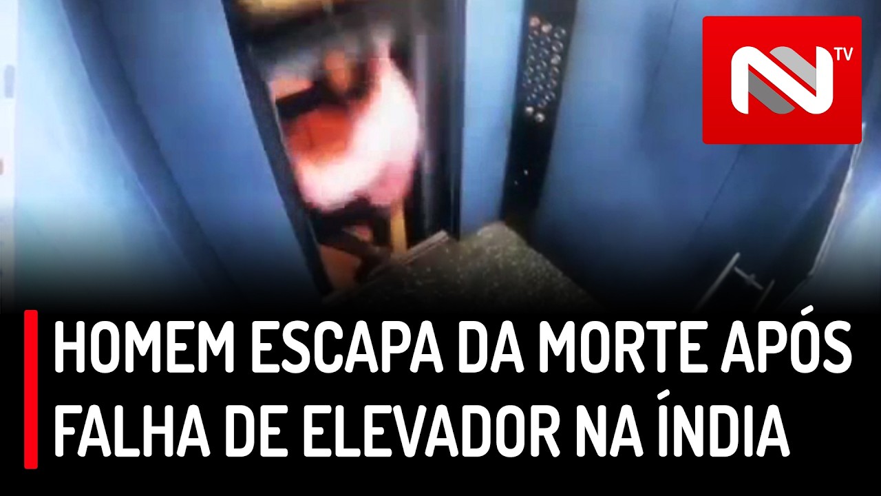Homem escapa da morte após falha de elevador na Índia